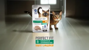 Дизайн обложки карточки товара Perfect Fit — влажный корм для стерилизованных кошек с индейкой